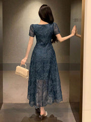 DAZY Women's Solid Color Square Neckline Dress
