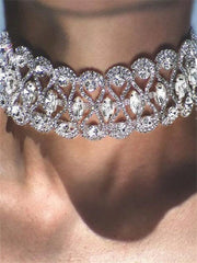 Women Elegant Rhinestone Decor Necklace
