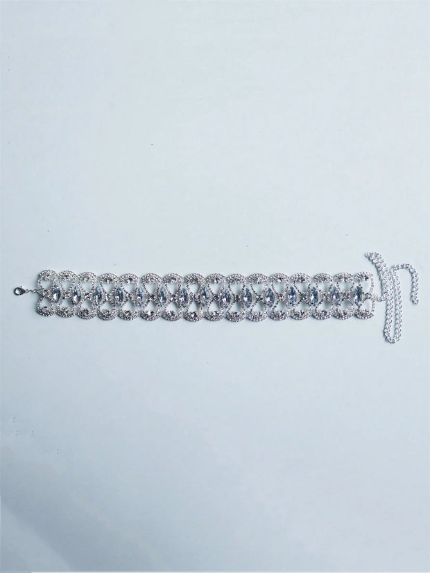Women Elegant Rhinestone Decor Necklace