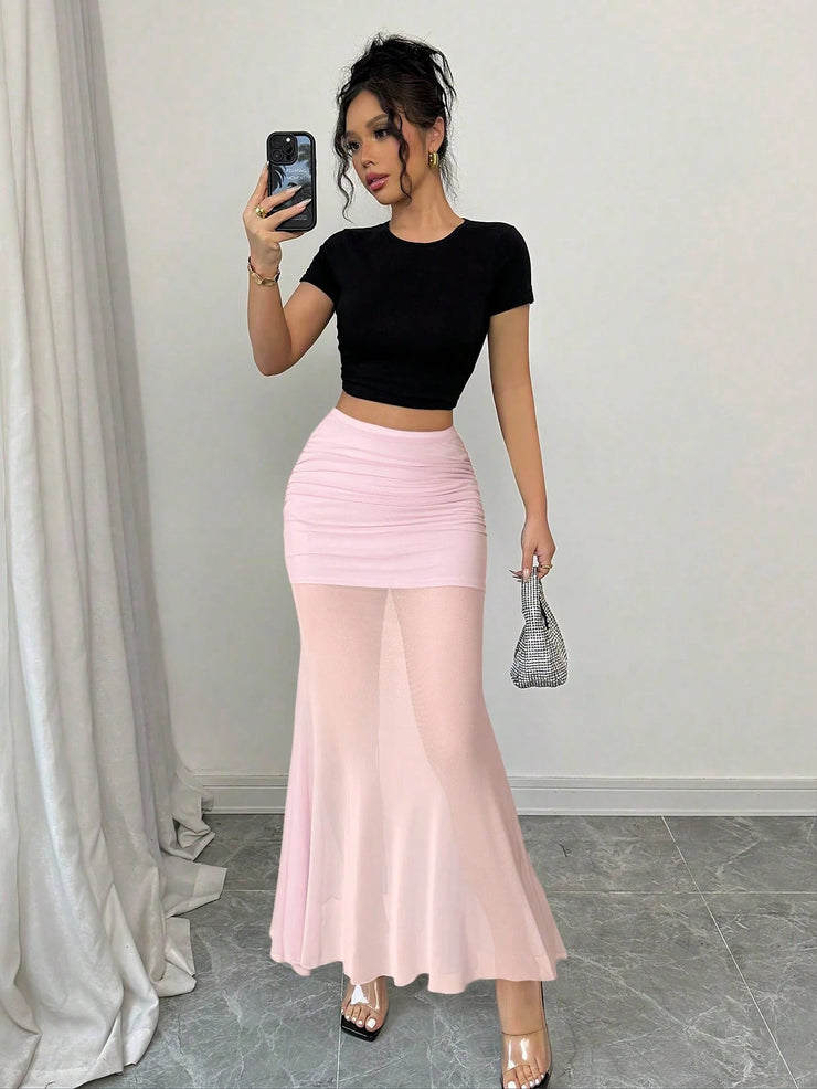 Elenzga Women Solid Color Fashionable Skirt, Summer