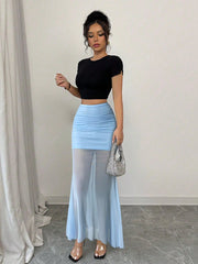 Elenzga Women Solid Color Fashionable Skirt, Summer