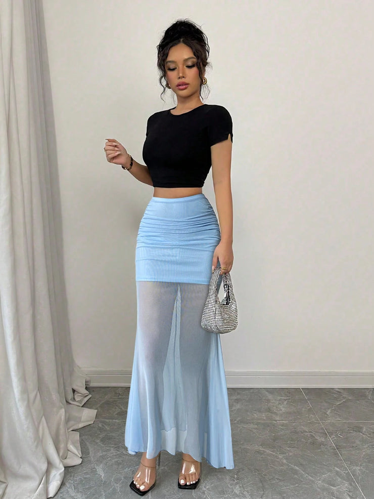Elenzga Women Solid Color Fashionable Skirt, Summer