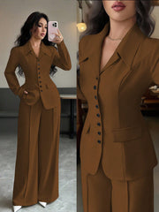 Elenzga Women's Burgundy Solid Color Thick Fabric V-Neck Blazer Design With Black Contrast Color Button Fake Pocket Teacher/Office Formal Elegant Outfit