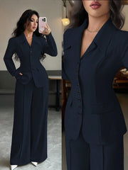 Elenzga Women's Burgundy Solid Color Thick Fabric V-Neck Blazer Design With Black Contrast Color Button Fake Pocket Teacher/Office Formal Elegant Outfit