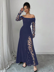 Elenzga Women's Elegant Floral Off Shoulder Dress, Romantic And Glamorous For Party