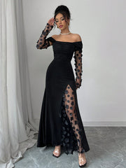 Elenzga Women's Elegant Floral Off Shoulder Dress, Romantic And Glamorous For Party