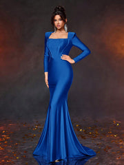 Glamrae Elegant Simple Square Neck Puff Sleeve Front Panel Fitted High Waist Dress
