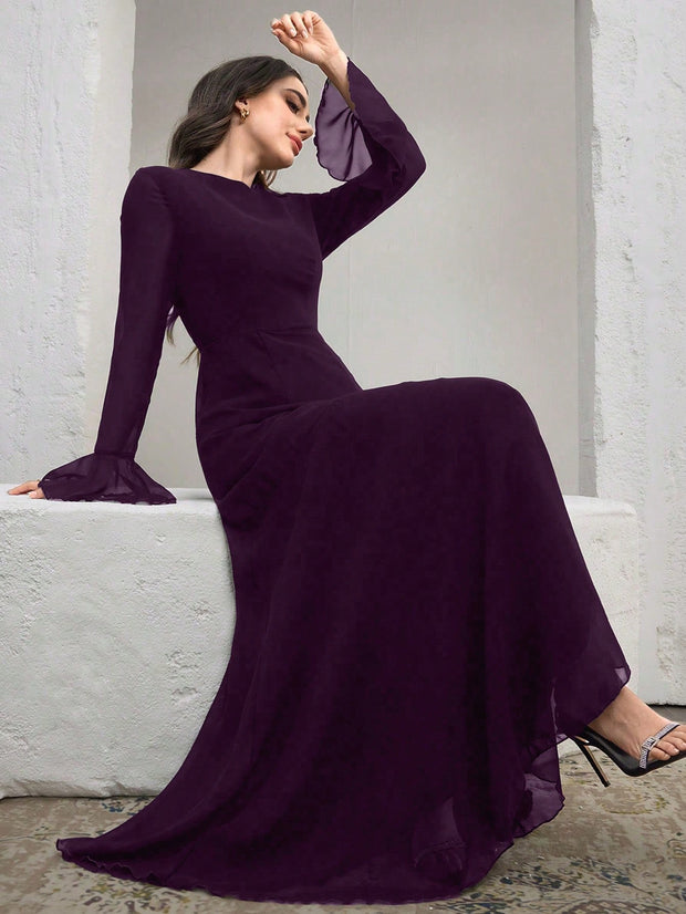 Graceveil Elegant Lady-Like Bell Sleeve Dress Formal Dresses For Women Women Long Dresses