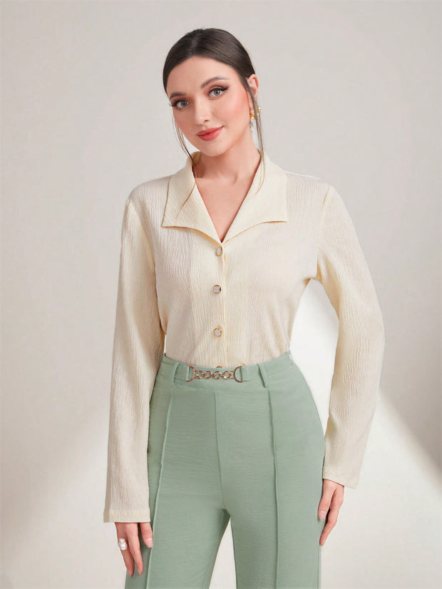 SHEIN Solid Button Front Shirt