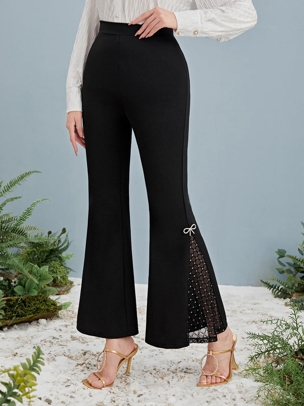 SHEIN Priv̩ Contrast Lace Flare Leg Pants