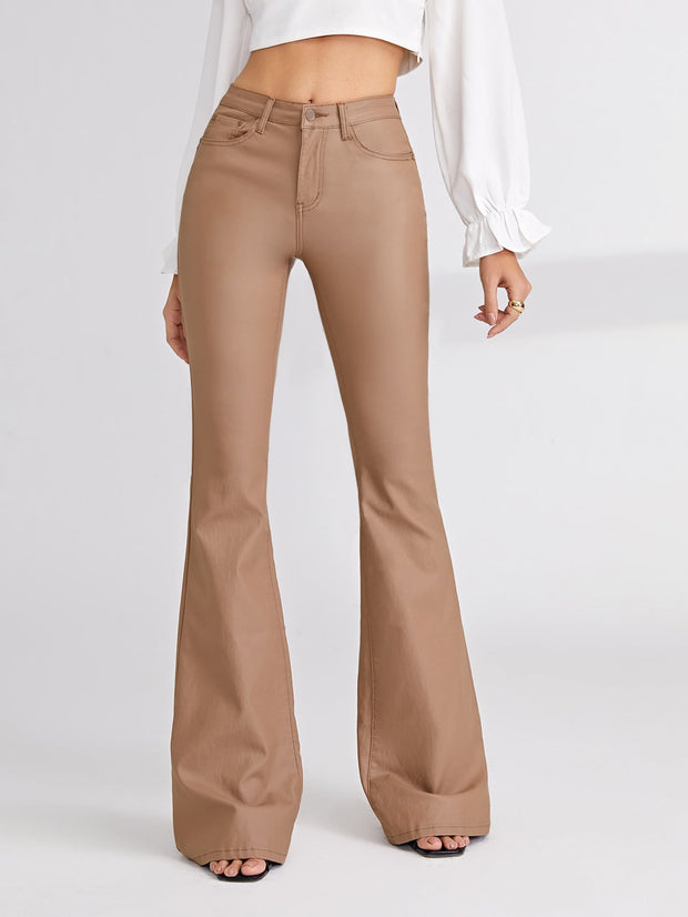 Beige Bell Bottom Jeans