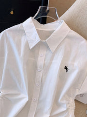 INAWLY Solva Women's Casual Knight Print Short Sleeve Single-Breasted Shirt