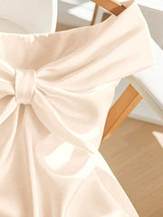 INAWLY Women's Solid Color Twist Off-Shoulder Fashionable Top