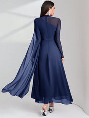 Modelyn Burgundy Red Contrast Mesh Ruched Dress With Sleeves Dress Long Evening Dresses