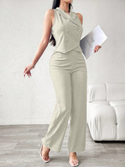 Modelyn Women's Casual/Commute Solid Color Double-Breasted Vest And Pants Suit Set