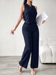 Modelyn Women's Casual/Commute Solid Color Double-Breasted Vest And Pants Suit Set