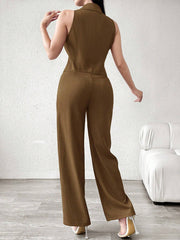 Modelyn Women's Casual/Commute Solid Color Double-Breasted Vest And Pants Suit Set