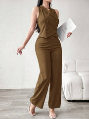 Modelyn Women's Casual/Commute Solid Color Double-Breasted Vest And Pants Suit Set