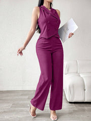 Modelyn Women's Casual/Commute Solid Color Double-Breasted Vest And Pants Suit Set