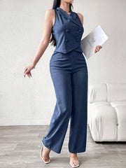Modelyn Women's Casual/Commute Solid Color Double-Breasted Vest And Pants Suit Set