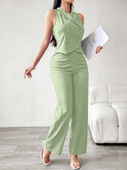 Modelyn Women's Casual/Commute Solid Color Double-Breasted Vest And Pants Suit Set