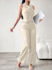 Modelyn Women's Casual/Commute Solid Color Double-Breasted Vest And Pants Suit Set