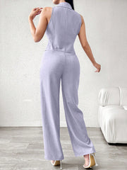 Modelyn Women's Casual/Commute Solid Color Double-Breasted Vest And Pants Suit Set