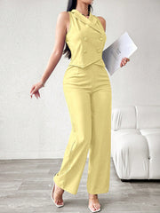 Modelyn Women's Casual/Commute Solid Color Double-Breasted Vest And Pants Suit Set
