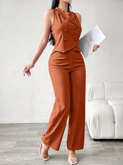 Modelyn Women's Casual/Commute Solid Color Double-Breasted Vest And Pants Suit Set