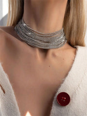 Women Elegant Rhinestone Decor Necklace