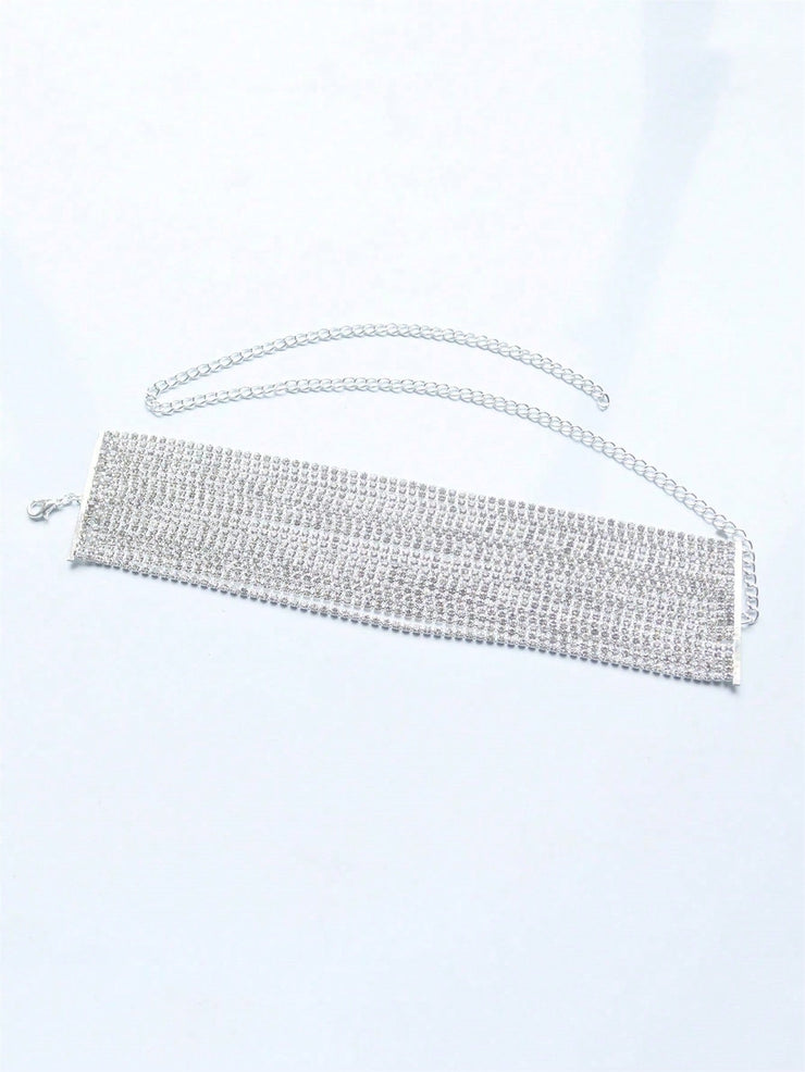Women Elegant Rhinestone Decor Necklace