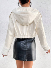 Privé Borg Collar Teddy Lined Crop PU Jacket - Hues
