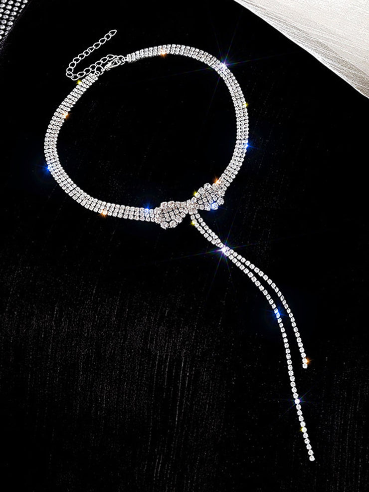 Rhinestone Bow Decor Choker