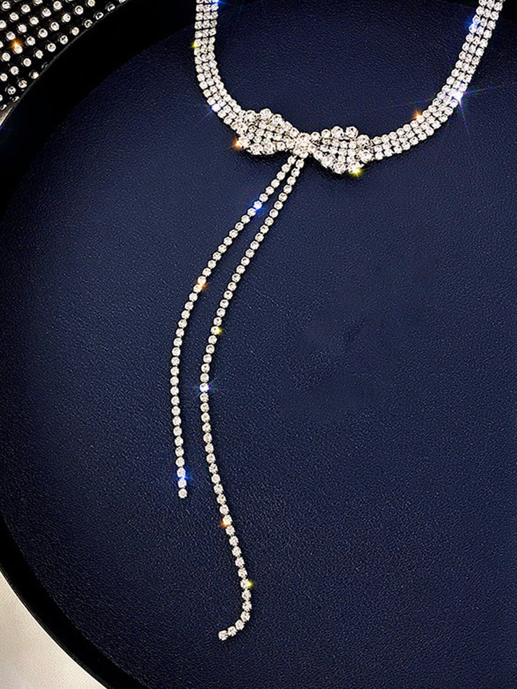 Rhinestone Bow Decor Choker