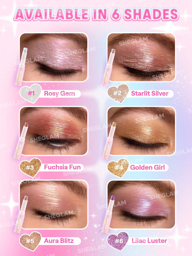 SHEGLAM Crystal Jelly Glaze Stick Multi-Use Single Eyeshadow Stick Glitter Shimmer