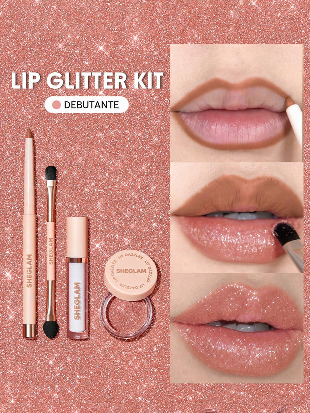 SHEGLAM Lip Dazzler Glitter Kit-Center Stage Long-Lasting Glitter Lip Gloss