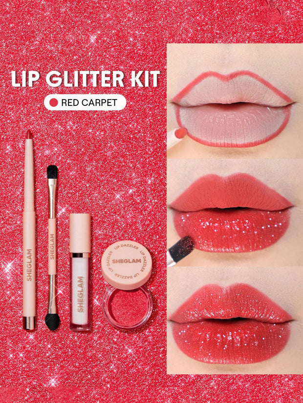 SHEGLAM Lip Dazzler Glitter Kit-Center Stage Long-Lasting Glitter Lip Gloss
