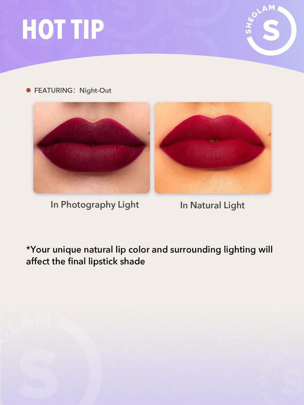 SHEGLAM Matte Allure Lipstick-Chic 20 Colors Long Lasting Lipstick