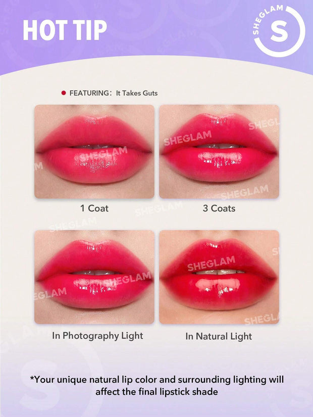 SHEGLAM Mirror Kiss High-Shine Lipstick 12 Colors High Gloss Shine Glitter Lipstick