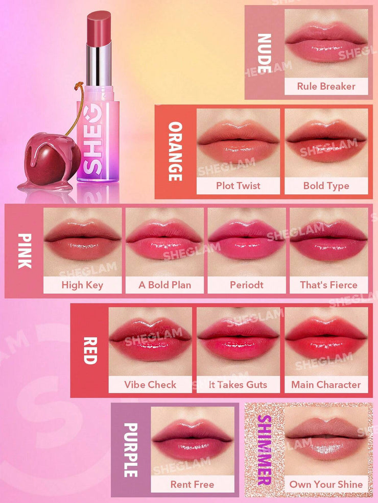 SHEGLAM Mirror Kiss High-Shine Lipstick 12 Colors High Gloss Shine Glitter Lipstick