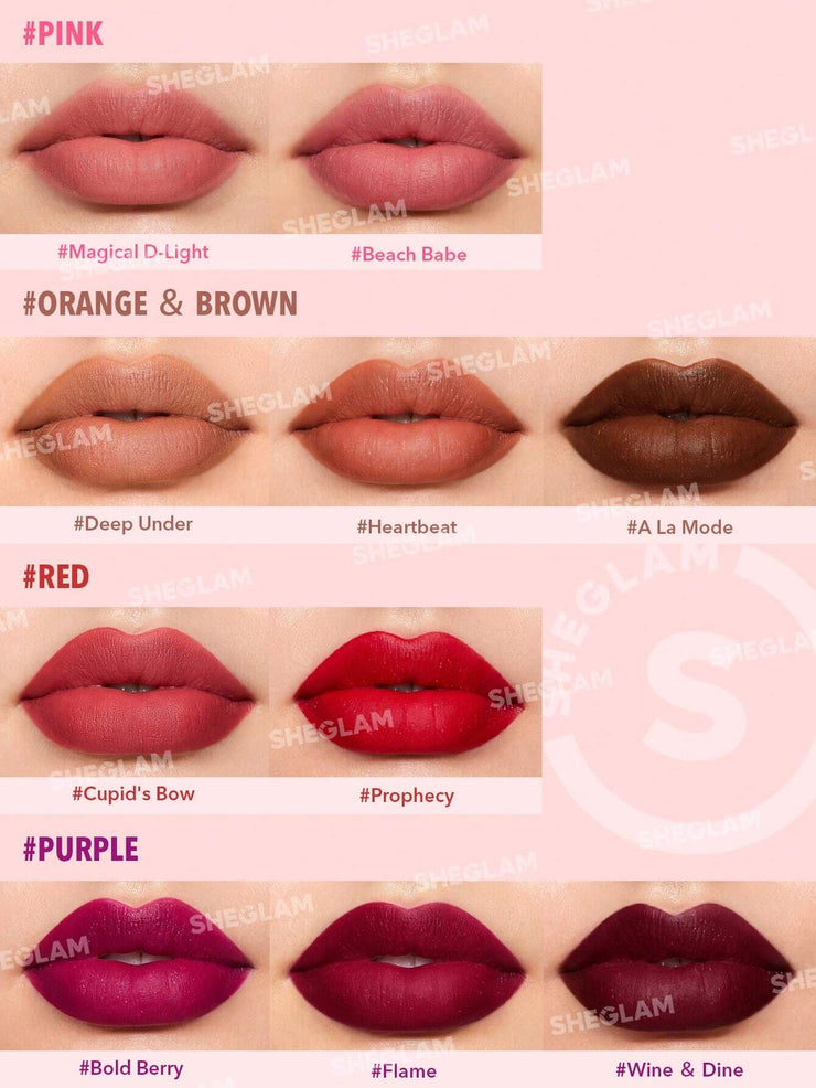 SHEGLAM Starlight Velvet Lipstick-Deep Under 10 Colors Shimmer Matte Long Lasting Lipstick