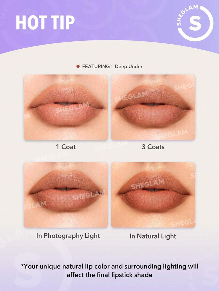 SHEGLAM Starlight Velvet Lipstick-Deep Under 10 Colors Shimmer Matte Long Lasting Lipstick