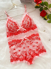 2 Pieces Lip Lace Sexy Set For Valentine's Day Lingerie