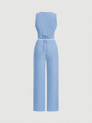SHEIN MOD Ladies' Single-Breasted Vest And Trousers Set Khaki Color