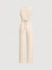 SHEIN MOD Ladies' Single-Breasted Vest And Trousers Set Khaki Color