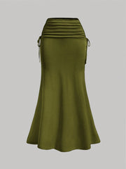 SHEIN MOD Van Gogh Oil Painting Vintage Fish Tail Design Knitted Skirt For Women