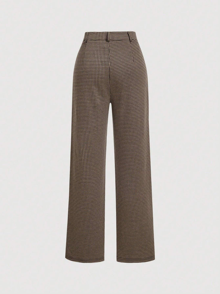 SHEIN MOD Vintage Academia Plaid Pattern Lady Vest Jacket And Straight Leg Design Pants Set