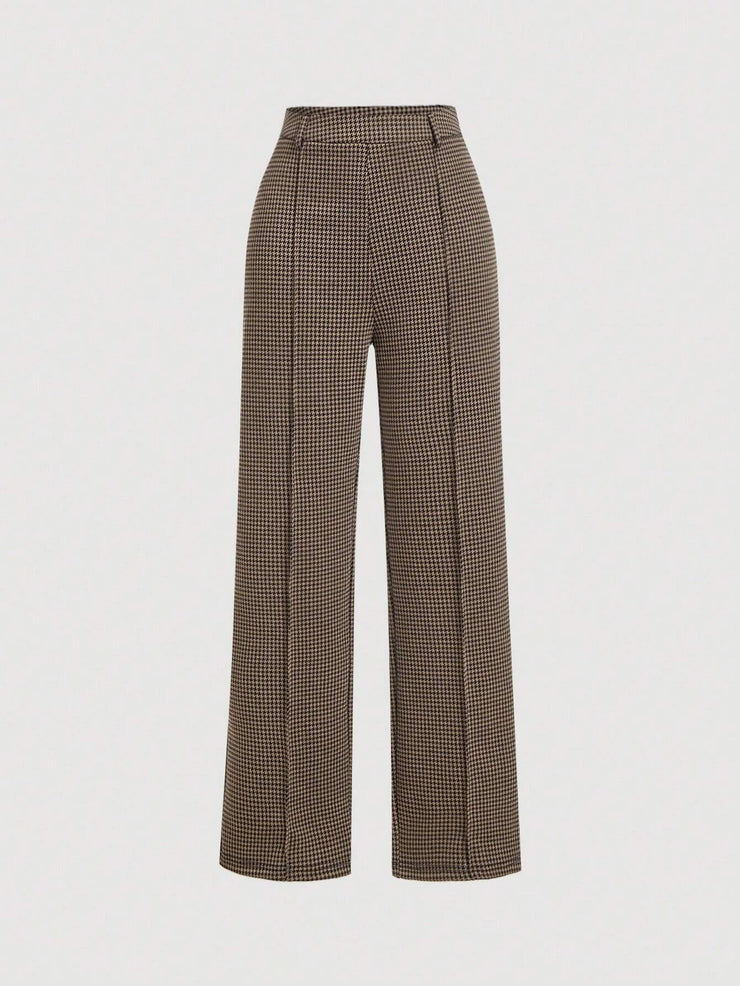 SHEIN MOD Vintage Academia Plaid Pattern Lady Vest Jacket And Straight Leg Design Pants Set