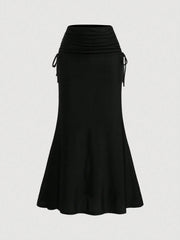 SHEIN MOD Van Gogh Oil Painting Vintage Fish Tail Design Knitted Skirt For Women