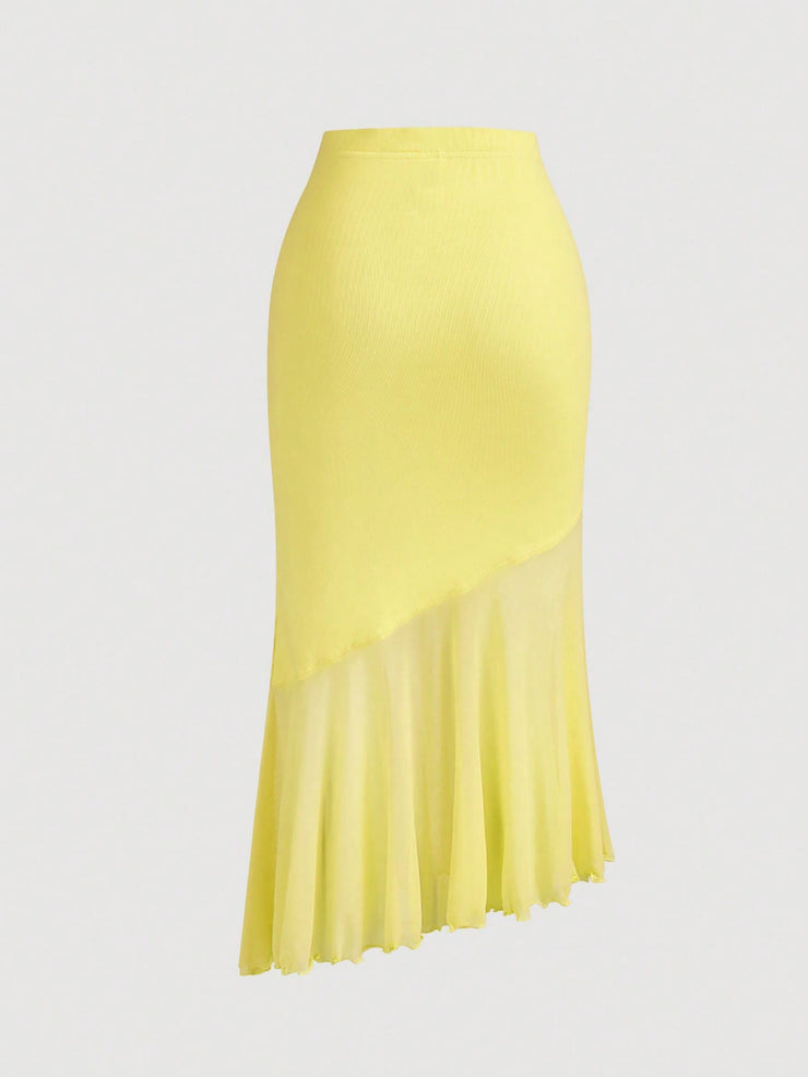 SHEIN MOD Ruched Asymmetrical Hem Vintage Romantic Women's 2pcs Set